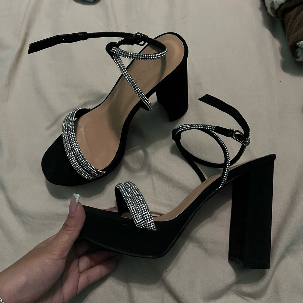 Elegant Black and Silver Women's Heels